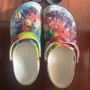 CROCS' Rainbow Tie-Dye Clogs & Black Sides